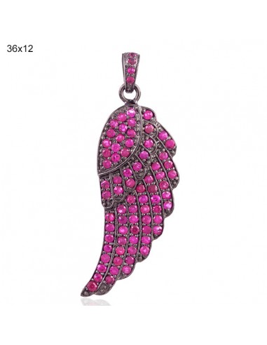 Natural Ruby 925 Sterling Silver Angel Wing Design Pendant Fashion Jewelry l'achat 