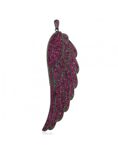 7.7ct Ruby Feather & Wing Pendant 925 Sterling Silver Jewelry destockage