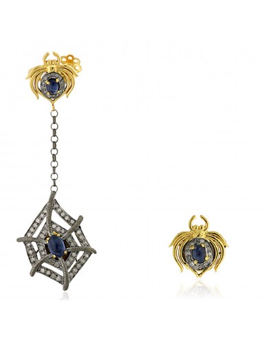 1.3ct Sapphire Diamond Spider Ear Cuffs Earrings 18k Gold 925 Silver Jewelry pas chere