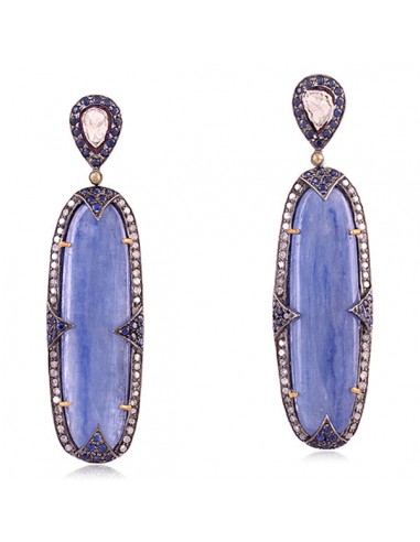 34.82ct Kyanite Dangle Earrings 18k Gold 925 Silver Diamond Jewelry For Women du meilleur 