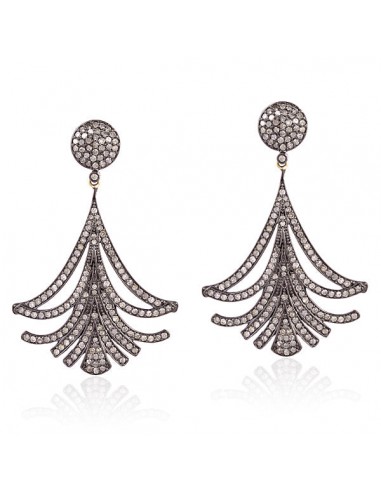 Studded Diamond Dangle Earrings 925 Sterling Silver Handmade Jewelry Par le système avancé 