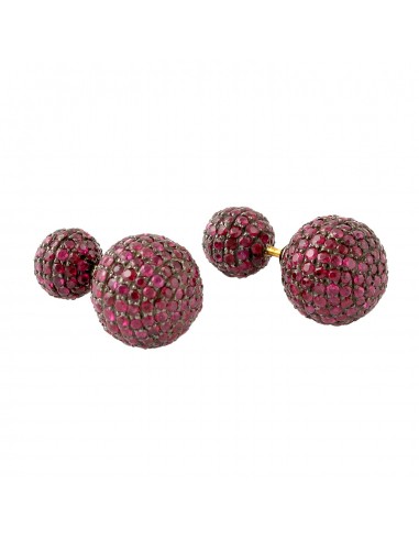 Genuine Ruby Bead Ball Tunnel Earrings 18K Gold Sterling Silver Women's Jewelry s'inspire de l'anatomie humaine