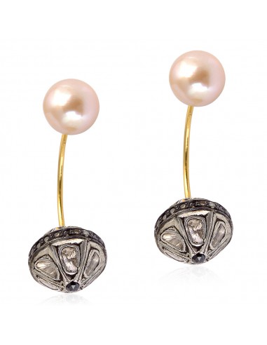 9.2 ct Pearl Diamond 18 k Gold Tunnel Earrings 925 Sterling Silver Women Jewelry votre restaurant rapide dans 