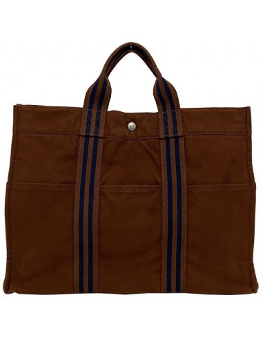 Hermes Tote Bag Fool Toe MM Brown Navy Canvas HERMES Womens Mens Blue france