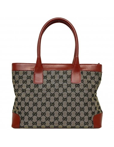 Gucci Tote Bag Red Gray Navy GG 002 1119 Handbag Canvas Leather GUCCI Blue Ladies en linge