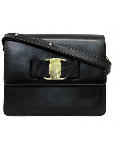 Salvatore Ferragamo Ferragamo Shoulder Bag Black Gold Vala Ribbon Leather Salvatore Ladies sur le site 