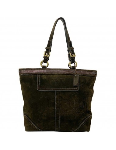 Coach Beaded Tote Bag Khaki Dark Brown Signature 10442 Suede Leather COACH Embossed Bijoux Beads Ladies Comparez et commandez 