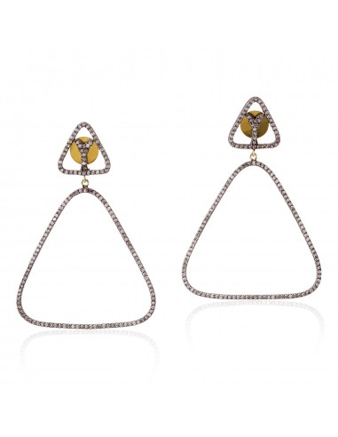 1.7ct Natural Pave Diamond 14kt Gold Dangle Earrings 925 Sterling Silver Jewelry pas chere