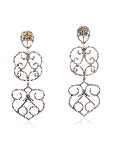 925 Sterling Silver 14k Gold 3.6ct Pave Diamond Dangle Earrings Jewelry Gift de France