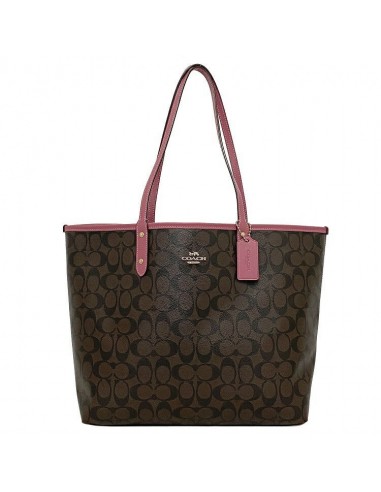 Coach Reversible Tote Bag Brown Pink Signature F36658 PVC Leather COACH Ladies Comment ça marche