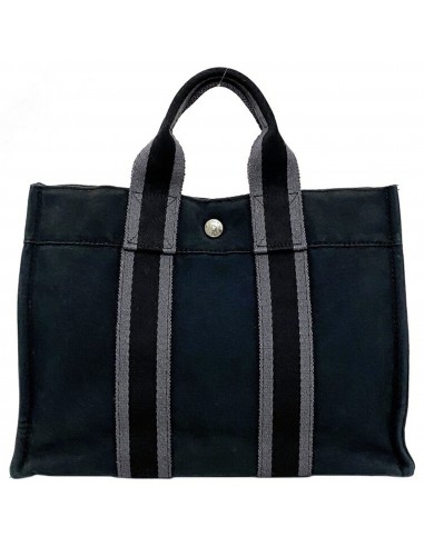 Hermes Tote Bag Fool Toe PM Black Gray Canvas Cotton HERMES Mens Womens Unisex Handbag Dans la société mordern