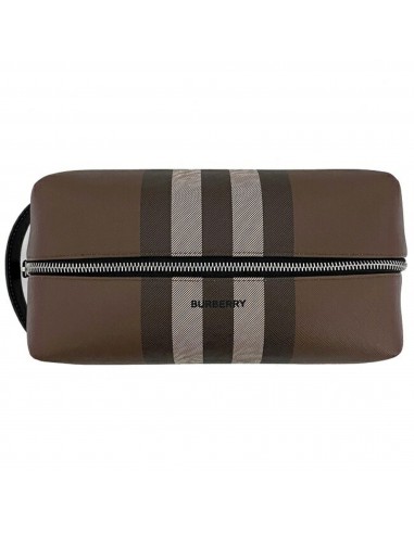 Burberry Second Bag Brown White Black Check 8036675 PVC Leather BURBERRY Pouch Clutch Wash Strap Square livraison gratuite