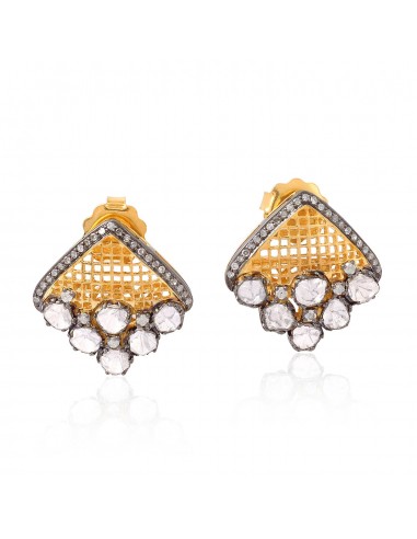 18kt Solid Yellow Gold 2.73ct Diamond .925 Sterling Silver Stud Earrings Jewelry les ctes