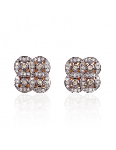 0.92 ct Pave Diamond 18kt Gold .925 Sterling Silver Women Stud Earrings Jewelry Venez acheter