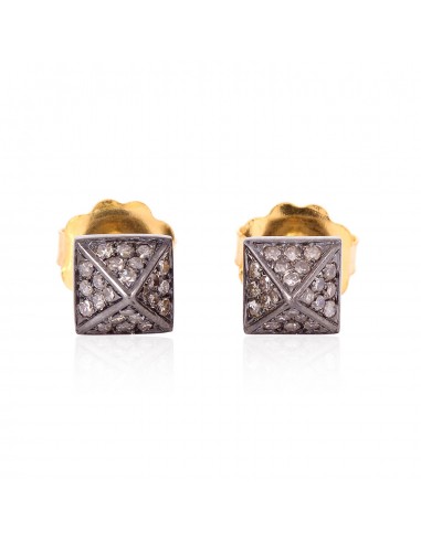 0.57 ct Pave Diamond 18kt Solid Gold .925 Sterling Silver Stud Earrings Jewelry une grave pollution 