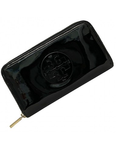 Tory Burch Round Purse Black Gold 18169285 Enamel Patent Leather TORY BURCH 8 Cards Ladies outlet