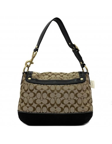 Coach Tote Bag Beige Black Gold Signature F12857 Canvas Leather COACH Handbag Turn Lock Ladies prix pour 