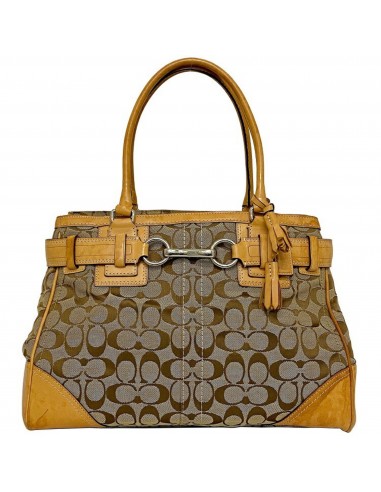 Coach Tote Bag Beige Camel Signature 10246 Tassel Canvas Leather COACH Brown Accent Ladies Comparez plus de prix