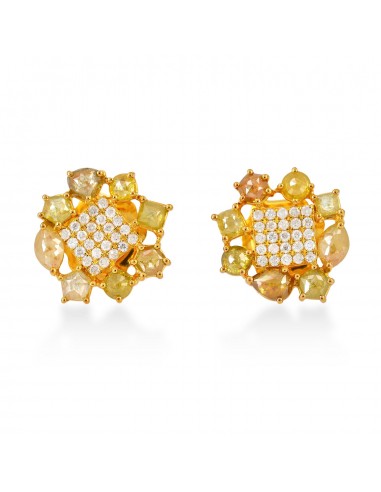 2.12ct Ice Diamond 18kt Solid Yellow Gold Stud Earrings Jewelry destockage