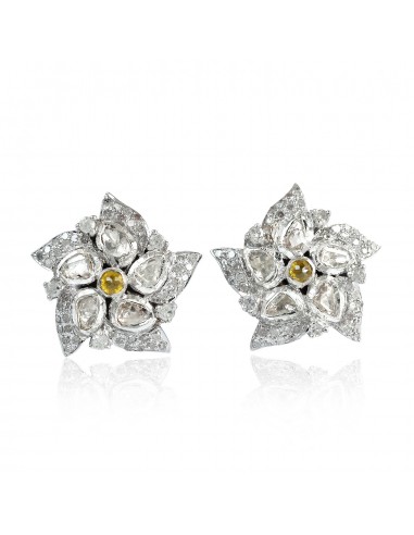 1.4ct Rose Cut Diamond Floral Stud Earrings 18kt Gold Sterling Silver Jewelry est présent 