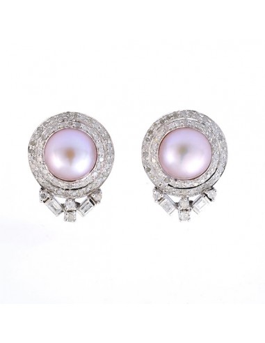 9.08ct Pearl Diamond Stud Earrings 18k Gold 925 Sterling Silver Handmade Jewelry solde