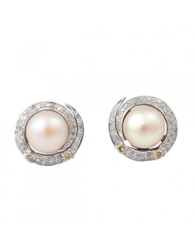 0.65ct Pave Diamond Pearl Round Shape Stud Earrings Gold Sterling Silver Jewelry En savoir plus