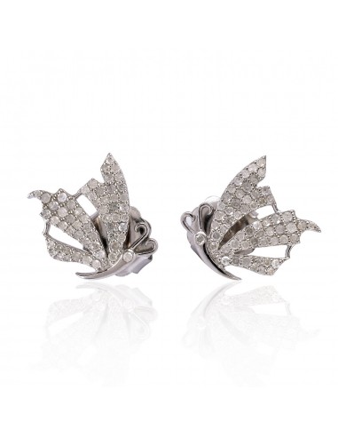 0.7ct Pave Diamond Butterfly Stud Earrings 18kt Gold 925 Sterling Silver Jewelry Les êtres humains sont 