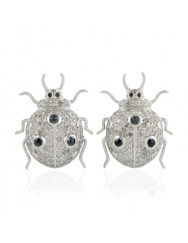 1.2ct Pave Diamond Spinel Ladybug Stud Earrings Gold 925 Sterling Silver Jewelry l'évolution des habitudes 