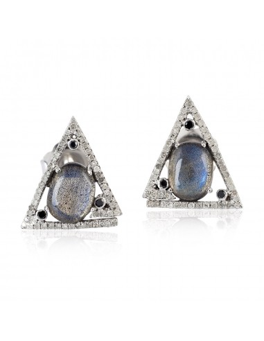 3.8ct Labradorite Pave Diamond Triangle Shape Stud Earrings Gold Silver Jewelry d'Europe débarque