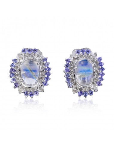 2.3ct Moonstone Tanzanite Diamond Stud Earrings Gold 925 Sterling Silver Jewelry 50% de réduction en Octobre 2024