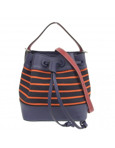 Loewe LOEWE Bag Ladies 2way Shoulder Handbag Canvas Leather Navy Red Orange Drawstring Border Livraison rapide