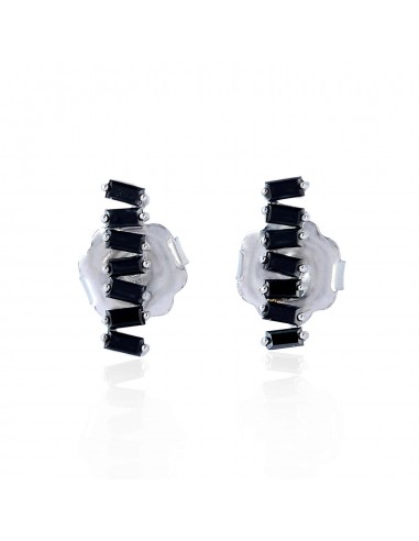 1.04Ct Natural Black Diamond 18K Solid White Gold Stud Earrings Baguette Jewelry 50% de réduction en Octobre 2024