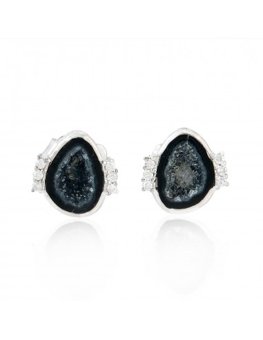 18K Solid White Gold 0.1Ct Diamond Uneven Gemstone Stud Earrings Fine Jewelry ouvre sa boutique