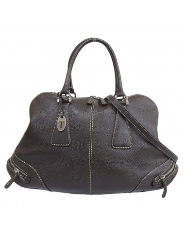 Tods TODS Ladies Handbag Shoulder Bag 2way Leather Dark Brown la livraison gratuite