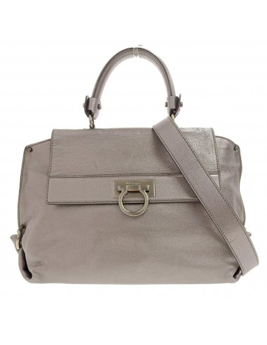 Ferragamo Salvatore Bag Ladies Shoulder Handbag 2way Gancio Leather BW21 A896 Silver les ligaments