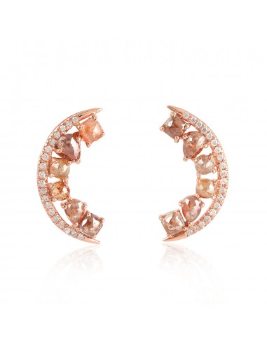 18k Rose Gold Natural Diamond Stud Earrings Women Jewelry solde