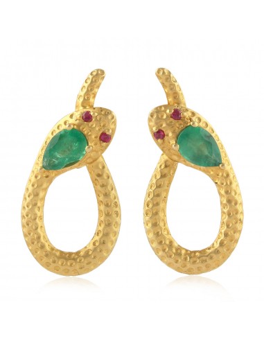 0.72 Natural Emerald Dangle Earrings 18k Yellow Gold Ruby Jewelry s'inspire de l'anatomie humaine