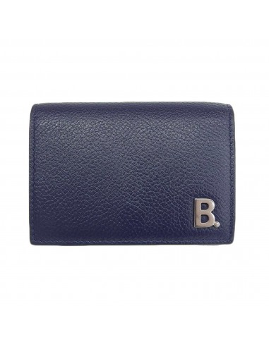 Balenciaga BALENCIAGA Wallet Mens Womens Tri-Fold Mini 601350 Leather Navy Blue Coin Purse à prix réduit toute l'année