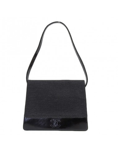 Chanel CHANEL Bag Coco Mark Ladies Tote Cotton Patent Black Gray est présent 