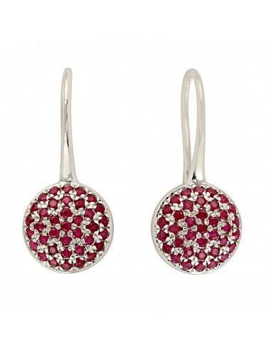 10k White Gold Ruby Gemstone Hook Earrings Handmade Jewelry À commander