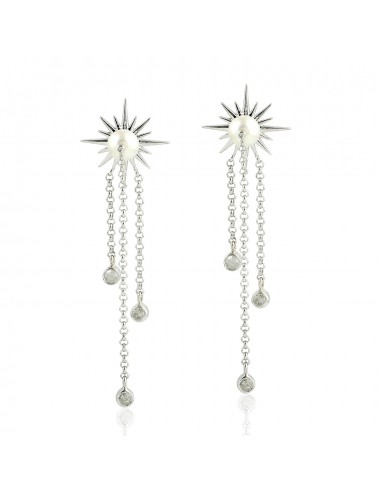 Radiant Sun Burst Natural Pearl Chandelier Earrings 925 Sterling Silver Jewelry brillant des détails fins