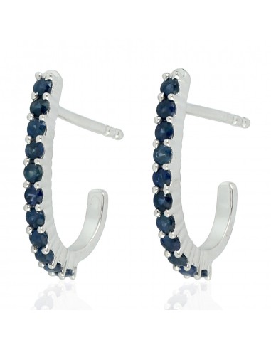 Stud Earrings Studded Sapphire Gemstone 925 Sterling Silver Women's Jewelry pas cher