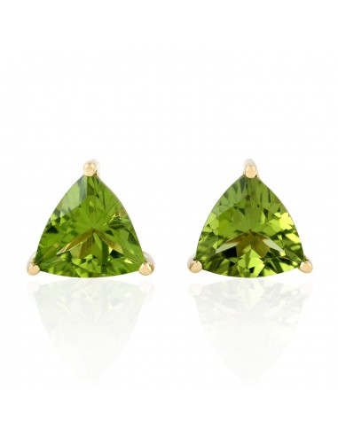 3.26ct Triangle Cut Peridot Stud Earrings 18k Yellow Gold Jewelry Par le système avancé 