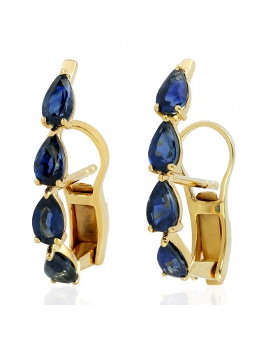 2.71ct Pear Cut Sapphire Stud Earrings 18k Yellow Gold Fine Jewelry soldes