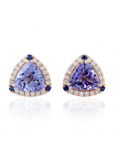 2.49ct Triangle Sapphire & Diamond Stud Earrings 18k Rose Gold Jewelry online