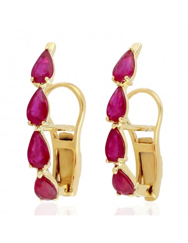 Solid 18k Yellow Gold 1.88ct Pear Cut Ruby Stud Earrings Women Fine Jewelry livraison et retour toujours gratuits