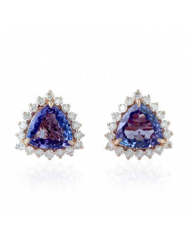 2.19ct Tanzanite Stud Earrings 14k Rose Gold Diamond Jewelry s'inspire de l'anatomie humaine