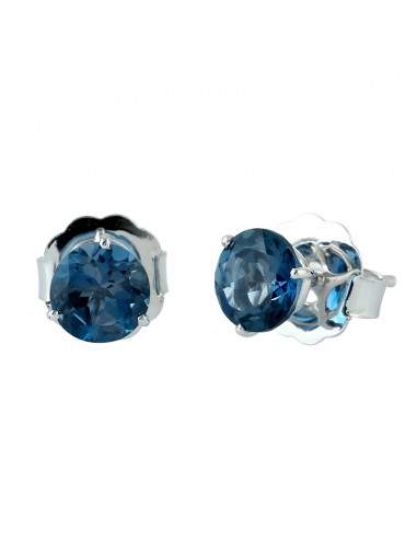 3.57ct Blue Topaz Stud Earrings 18k White Gold Jewelry basket pas cher