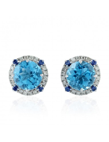 3.45ct Sapphire Stud Earrings 18k White Gold Diamond Jewelry outlet