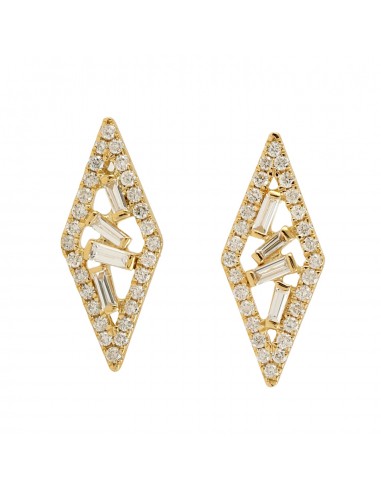 Baguette Diamond 18k Yellow Gold Stud Earrings Handmade Jewelry Gift 2 - 3 jours ouvrés.